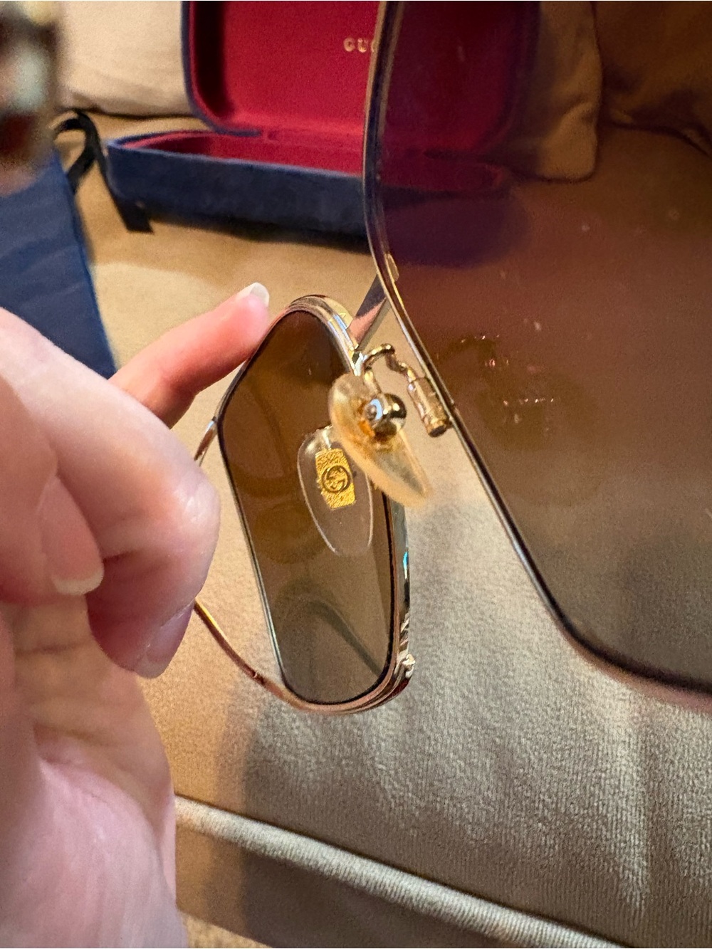 Gucci Horsebit Oversized Gold Frame Sunglasses with Brown Gradient Lenses - Picture 9 of 12